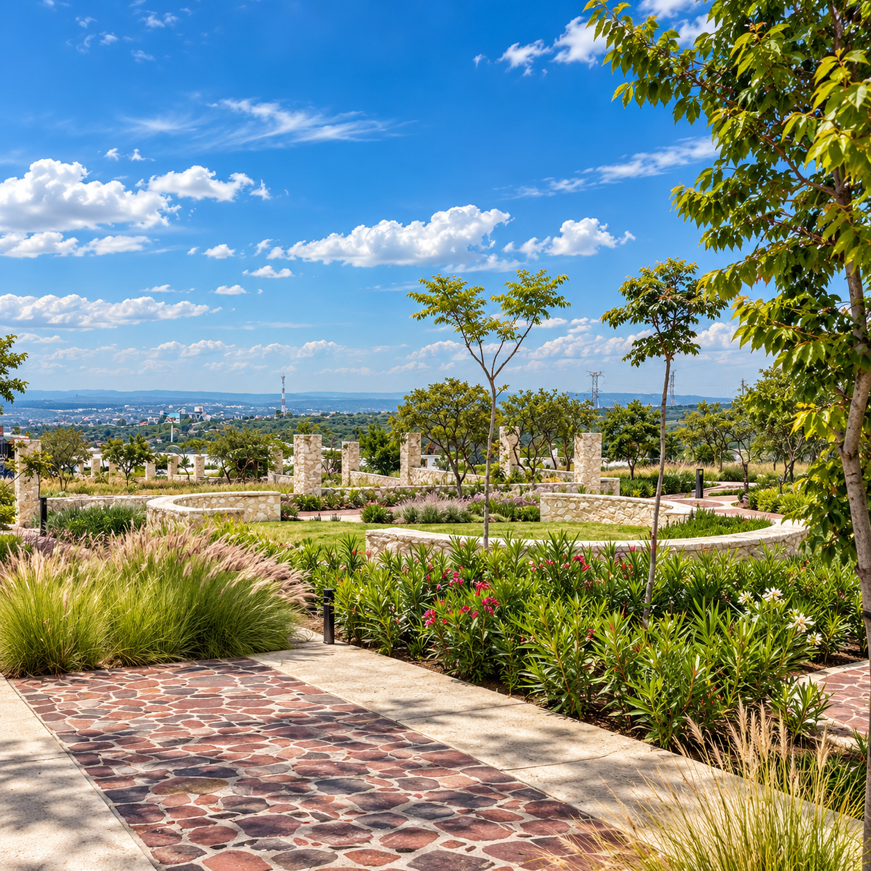 Jardín panorámico con vistas a la ciudad, imagen ilustrativa